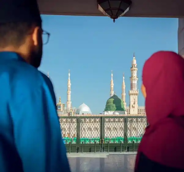 Pilgrims walking in holy mosque area